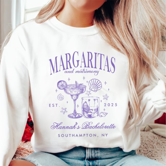 Retro Modern Margaritas och Matrimony Stripe Bach T Shirt (Skapare uppladdad)