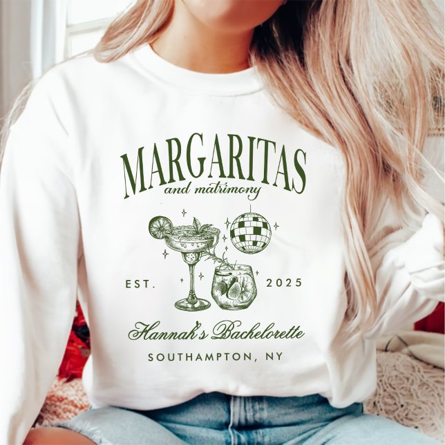 Retro Modern Margaritas och Matrimony Stripe Bach T Shirt (Skapare uppladdad)