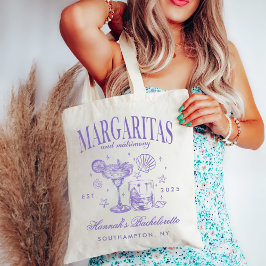 Retro Modern Margaritas och Matrimony Stripe Bach Tygkasse