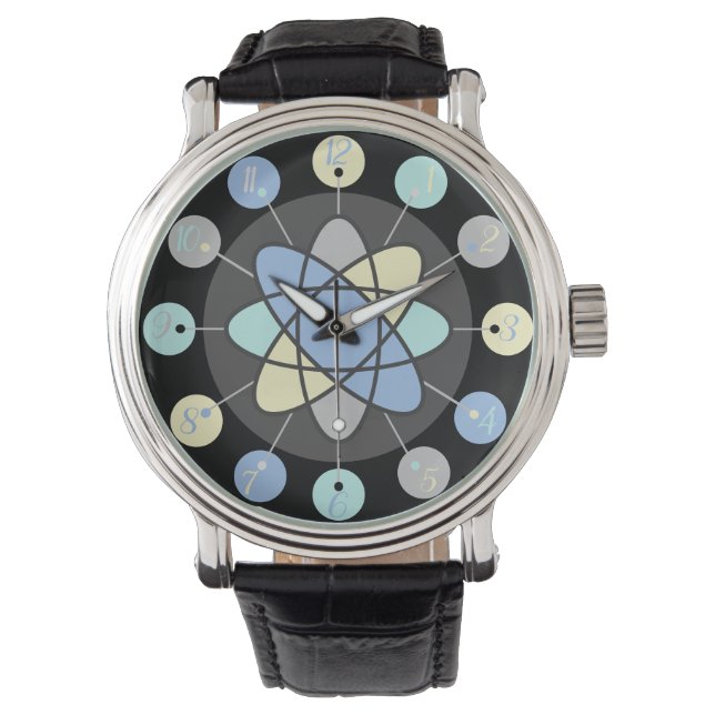 Retro Modern Mid Century Atomic Model Starburst Armbandsur (Framsida)