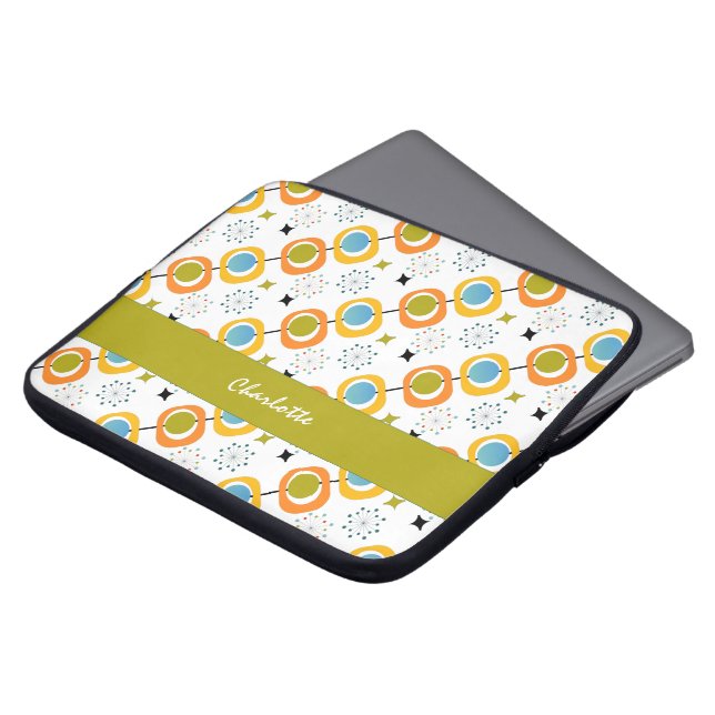 Retro Modern Mid Century Starburst Mönster Laptop Fodral (Framsida topp)