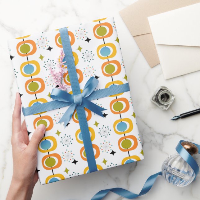 Retro Modern Mid Century Starburst Mönster Presentpapper (Gifting)