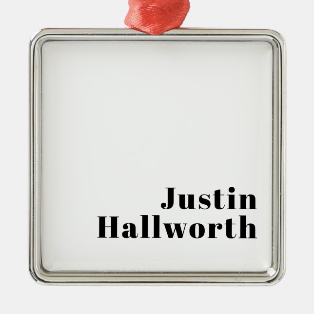 Retro Modern Minimal Namn eller Affärsmall Julgransprydnad Metall (Framsidan)