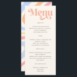 Retro Modern Minimalist Pastel Bröllop Meny<br><div class="desc">Retro Modern Minimalist Pastel Summer Bröllop Menu</div>