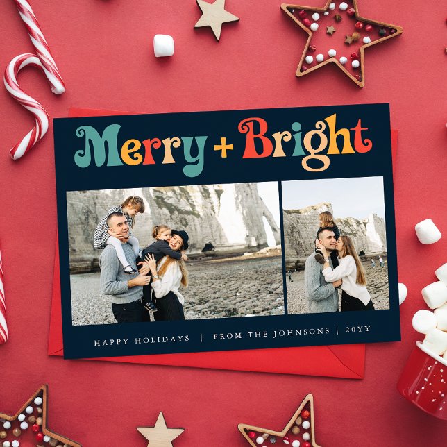 Retro Modern, minimalistisk jul, tre foto Julkort (Skapare uppladdad)