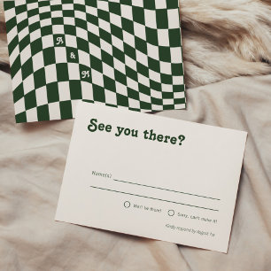 Retro Modern Mörk grönt Checker-OSA Tilläggskort