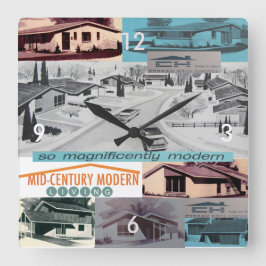 Retro Modern Mosaic på 60-talet Fyrkantig Klocka