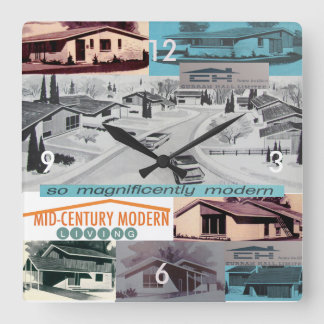 Retro Modern Mosaic på 60-talet Fyrkantig Klocka