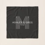 Retro Modern Namn/s Editable Monogram Black & Gråt Sjal<br><div class="desc">Snyggtens anpassade,  modernt monogram,  redigera som du vill!</div>