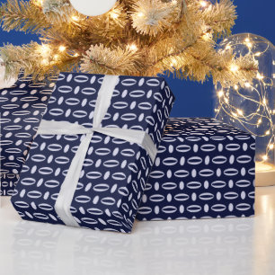 Retro Modern Navy Blue Ovalers Geometric Mönster Presentpapper