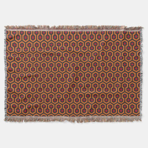 Retro Modern Orange Red Brown Hexagon Mönster Filt