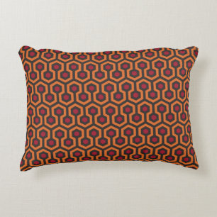 Retro Modern Orange Red Brown Hexagon Mönster Prydnadskudde