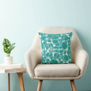Retro Modern Oval Abstrakt Teal Pillow Kudde