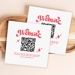 Retro Modern Red & White QR Code Bröllop webbplats Tilläggskort