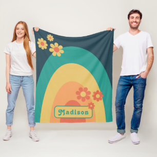 Retro Modern Regnbåge Tusenskönas Namn Fleecefilt