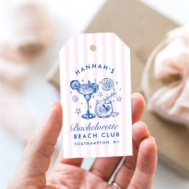 Retro Modern Rosa & Blå Möhippa Helg Presentetikett