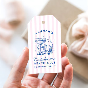 Retro Modern Rosa & Blå Möhippa Helg Presentetikett