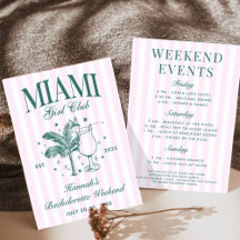 Retro Modern Rosa & Grönt Miami Bachelorette Party