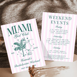 Retro Modern Rosa & Grönt Miami Bachelorette Party Inbjudningar