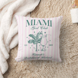 Retro Modern Rosa & Grönt Miami Bachelorette Party Kudde