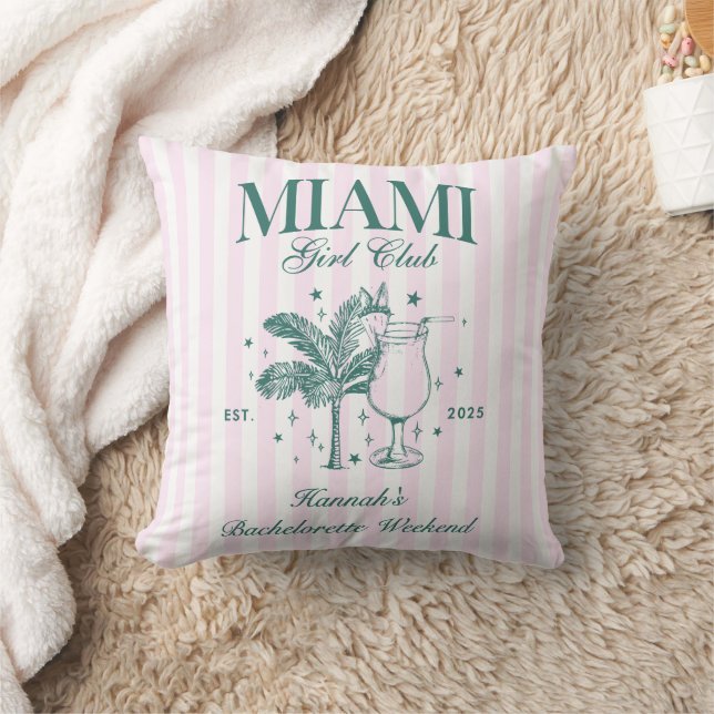 Retro Modern Rosa & Grönt Miami Bachelorette Party Kudde (Filt)