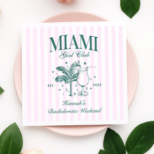 Retro Modern Rosa & Grönt Miami Bachelorette Party Pappersservett