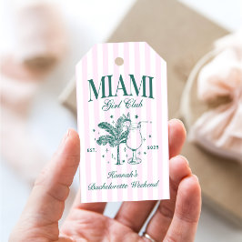 Retro Modern Rosa & Grönt Miami Bachelorette Party Presentetikett
