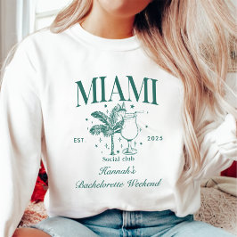 Retro Modern Rosa & Grönt Miami Bachelorette Party T Shirt