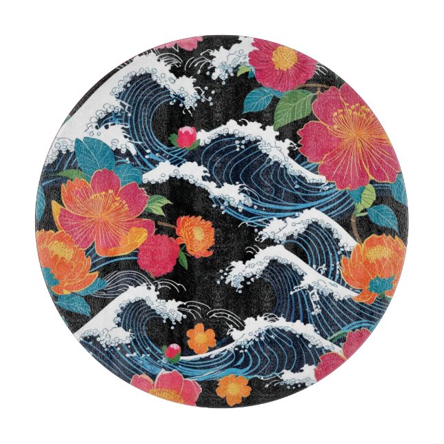 Retro Modern Seigaiha Sakura Flowers Japan party (Framsidan)