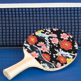 Retro Modern Seigaiha Sakura Flowers Japan party Pingisracket