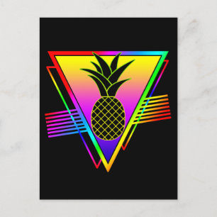 Retro Modern Silhuett Pineapple Sommar Frukt Vykort