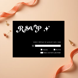 Retro Modern Sleek Black-Bröllop OSA Kort