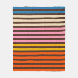 Retro Modern Stripe Mönster Brown Orange Rosa Fleecefilt