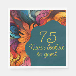 Retro Modern Teal Orange 75:e födelsedag Pappersservett