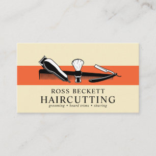 Retro Modern Twist Barber Hair Stylist Visitkort