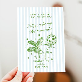 Retro Modern Vintage Blå Brudtärna Förslag Kort