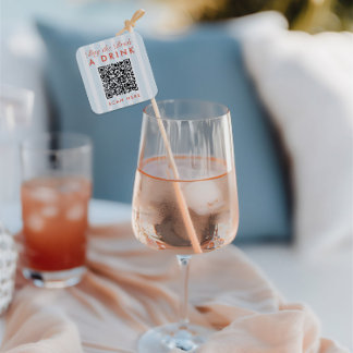 Retro Modern Vintage Blå Brudtärna QR-kod Fyrkantigt Klistermärke