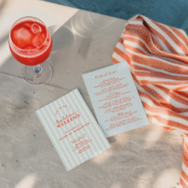 Retro Modern Vintage Blue Bachelorette Helg Inbjudningar