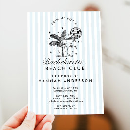 Retro Modern Vintage Blue Bachelorette Helg Inbjudningar