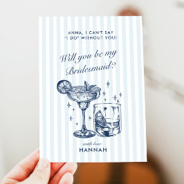 Retro Modern Vintage Grått Bridesmaid Frieri kort