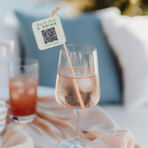 Retro Modern Vintage Gul Sängkammare QR-kod Fyrkantigt Klistermärke