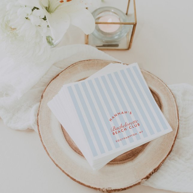 Retro Moderna Brudtärna Blå Pappersservetter (Retro Modern Bachelorette Blue Paper Napkins)