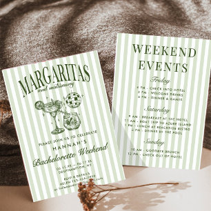 Retro Moderna Margaritas och Äktenskap Randig Bach Inbjudningar
