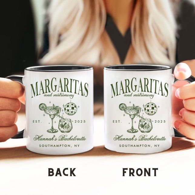 Retro Moderna Margaritas och Äktenskap Randiga Bac Kaffemugg (Skapare uppladdad)