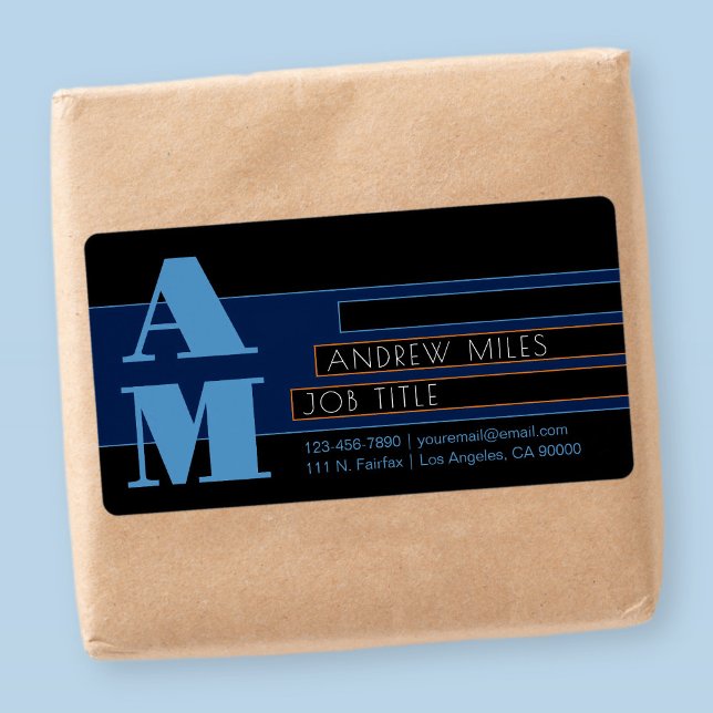 Retro-moderna monogram & redigerbara former och fä fraktsedel (Skapare uppladdad)