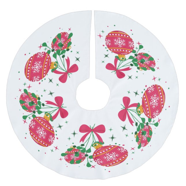 Retro Moderna Röda Juldekorationer Julgransmatta Borstad Polyester (Framsidan)