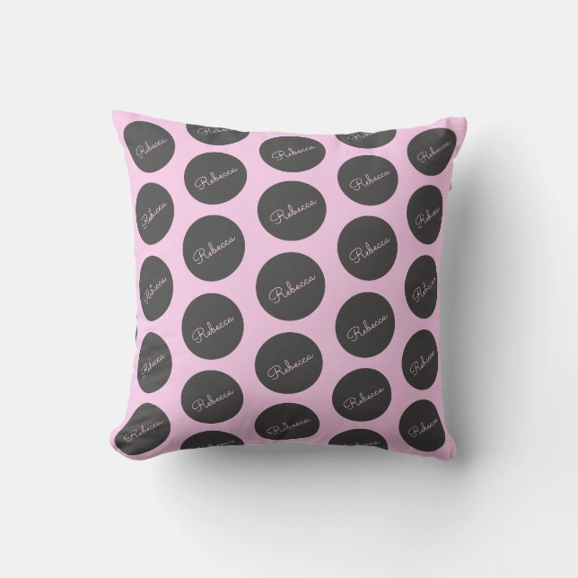 Retro-moderna rosa och grå moderna prickdesigner kudde (Framsida)