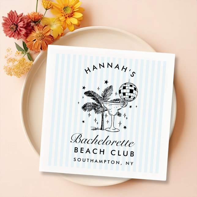 Retro Moderna Sällskapsdam Blå Pappersservetter (Skapare uppladdad)