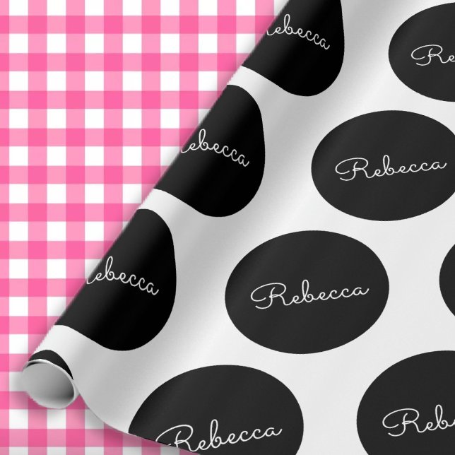 Retro-moderna svarta och vita prickdesign presentpapper (Skapare uppladdad)