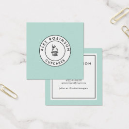 Retro modernt affärskort med blå muffinsar fyrkantigt visitkort